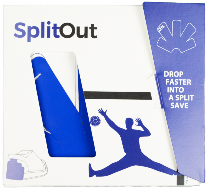 SplitOut retail box with blue goalkeeper patches